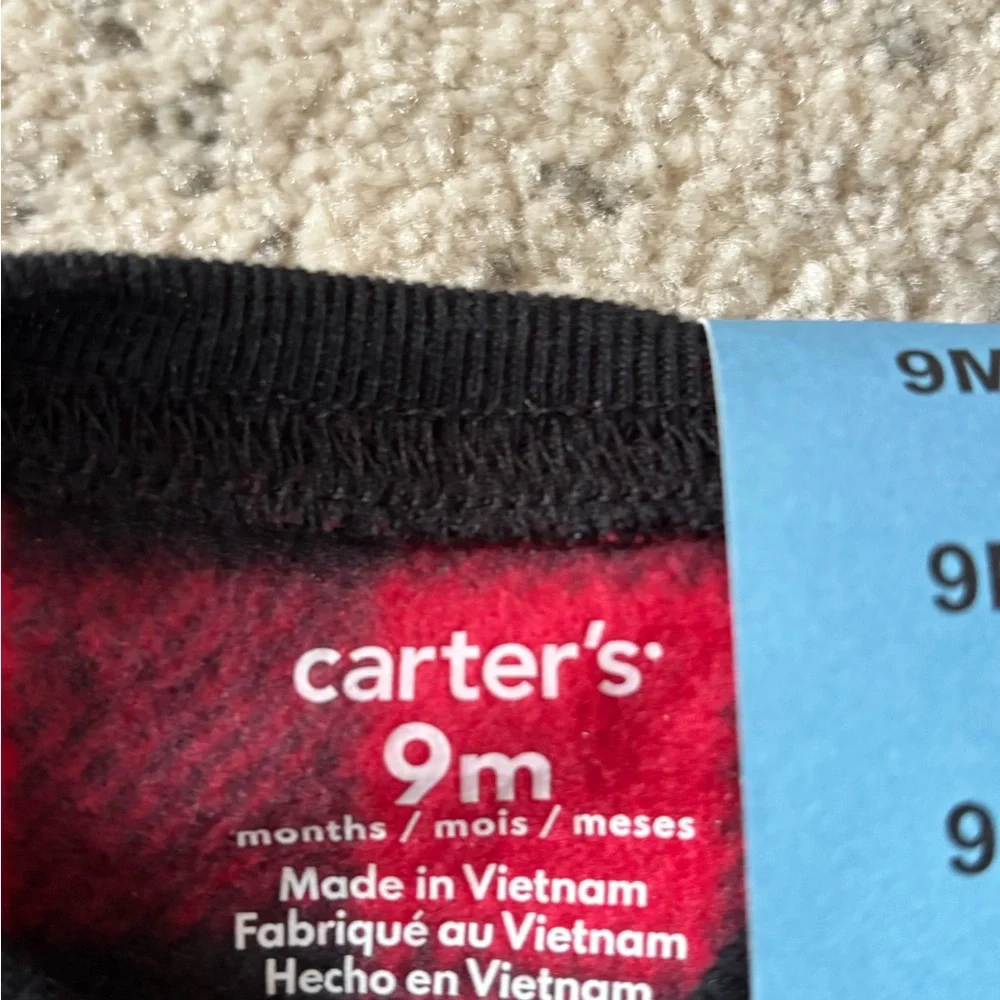 Carters baby buffalo plaid fleece footed pajamas